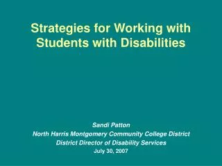 Strategies for Working with Students with Disabilities