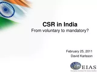 CSR in India From voluntary to mandatory?