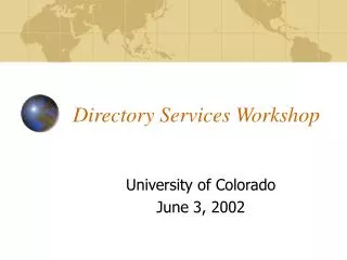 Directory Services Workshop