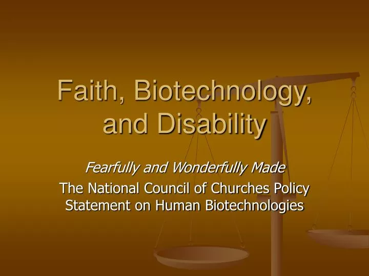 faith biotechnology and disability