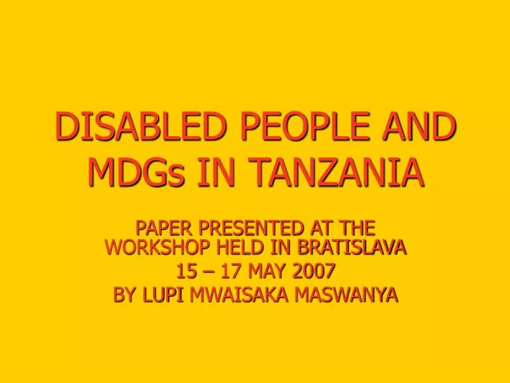 disabled people and mdgs in tanzania