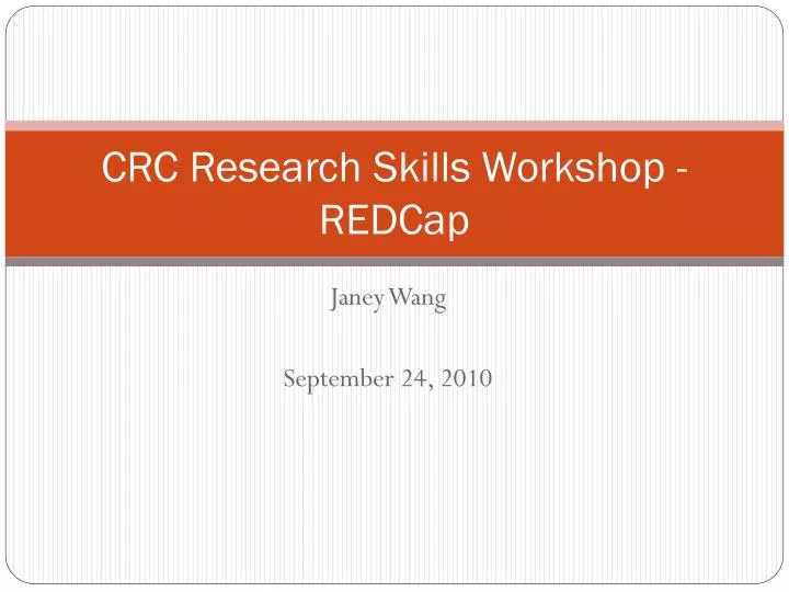 crc research skills workshop redcap