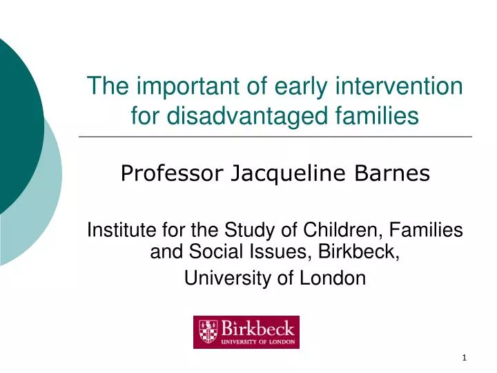 the important of early intervention for disadvantaged families