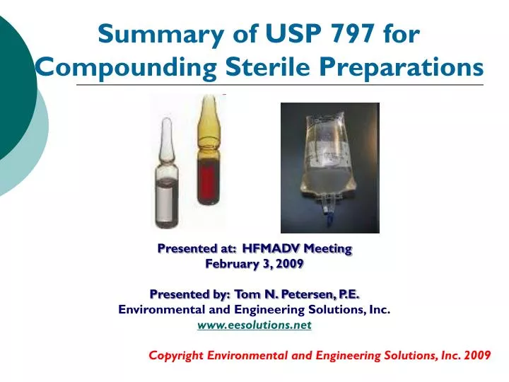 summary of usp 797 for compounding sterile preparations