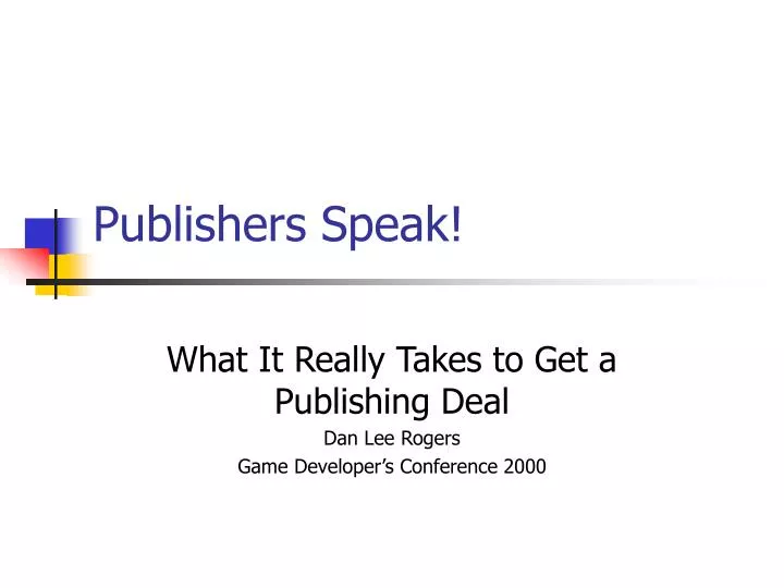 publishers speak