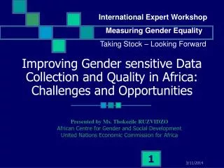 Improving Gender sensitive Data Collection and Quality in Africa: Challenges and Opportunities