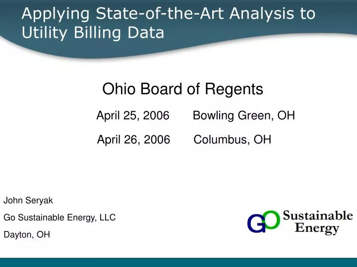 applying state of the art analysis to utility billing data