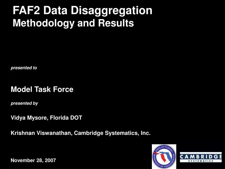 faf2 data disaggregation methodology and results