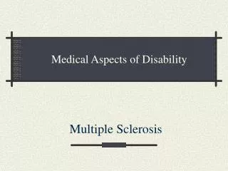 Medical Aspects of Disability