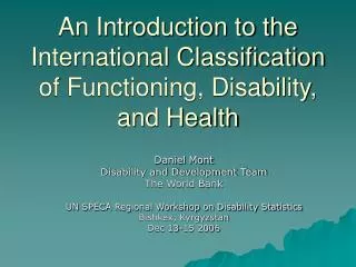 An Introduction to the International Classification of Functioning, Disability, and Health