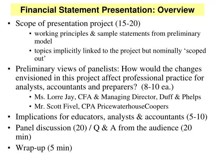financial statement presentation overview