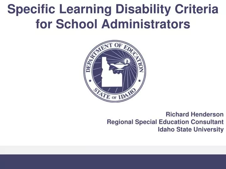 specific learning disability criteria for school administrators