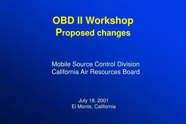 obd ii workshop p roposed changes