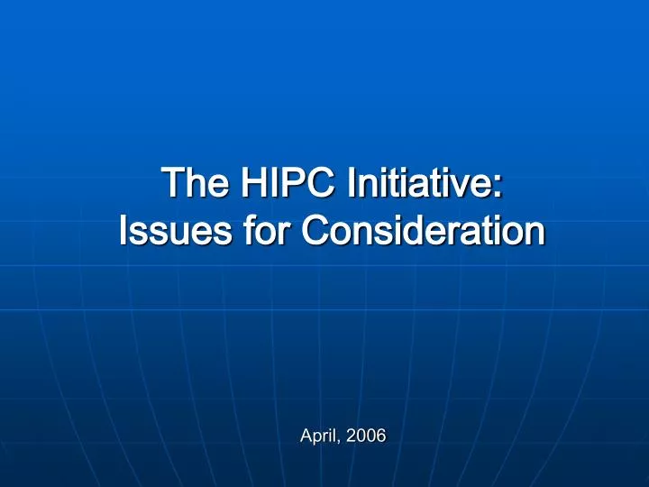 the hipc initiative issues for consideration