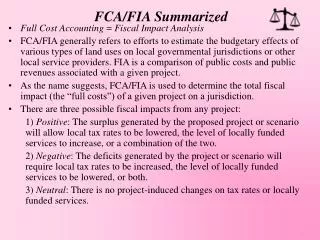 FCA/FIA Summarized