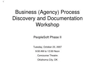 Business (Agency) Process Discovery and Documentation Workshop