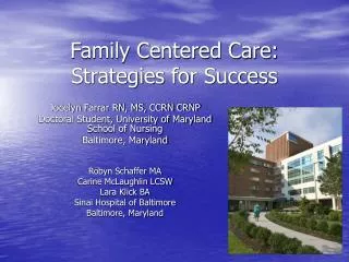 Family Centered Care: Strategies for Success