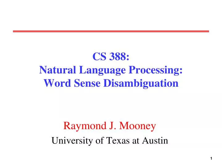 cs 388 natural language processing word sense disambiguation