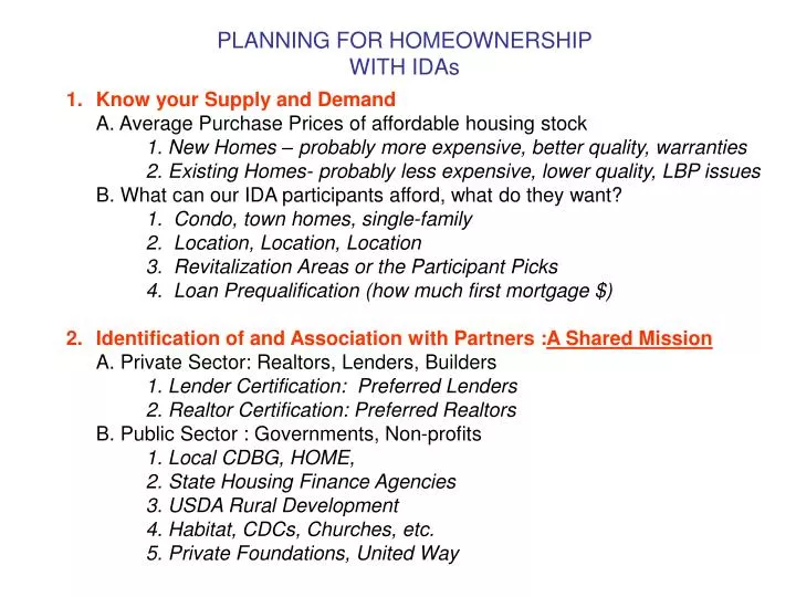 planning for homeownership with idas