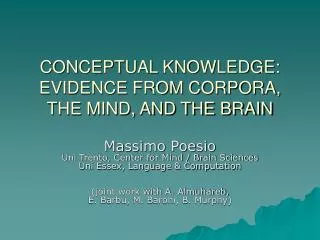 CONCEPTUAL KNOWLEDGE: EVIDENCE FROM CORPORA, THE MIND, AND THE BRAIN