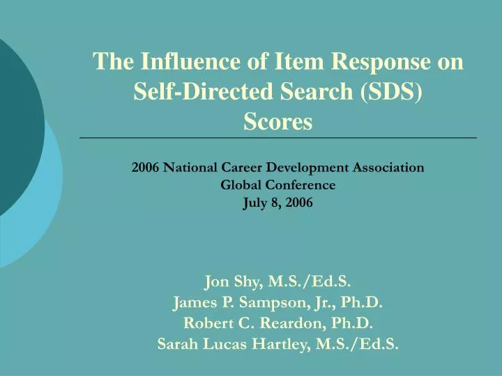 the influence of item response on self directed search sds scores