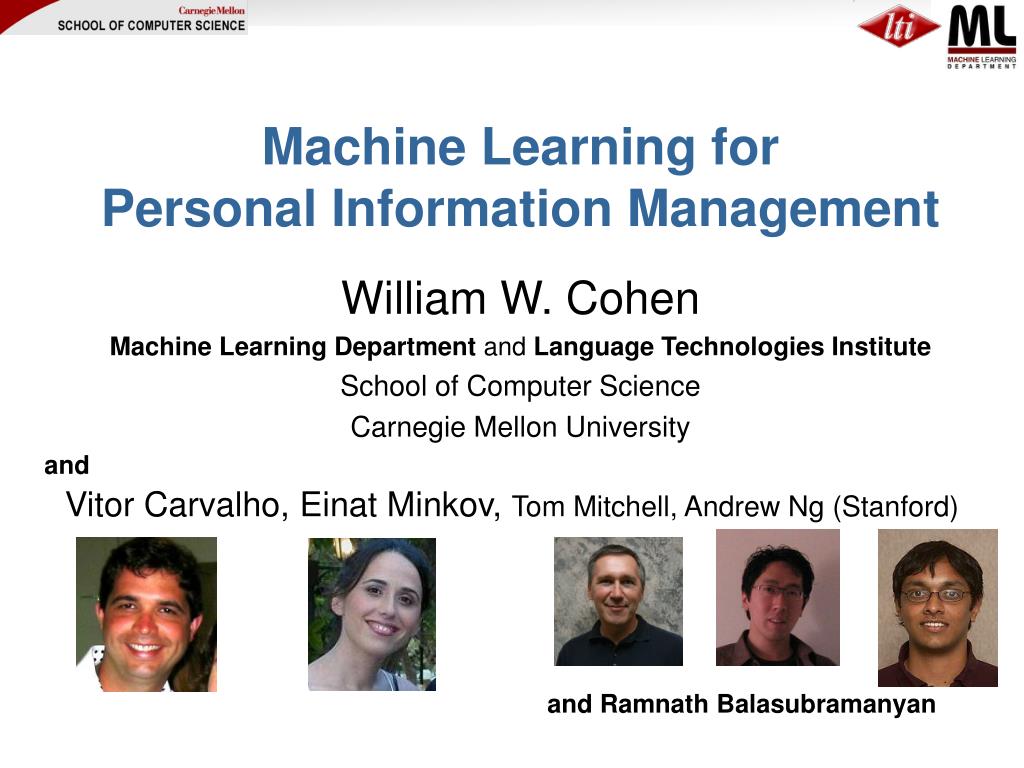 PPT - Machine Learning for Personal Information Management PowerPoint ...
