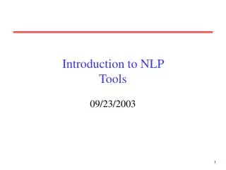 Introduction to NLP Tools