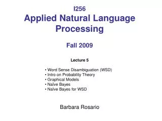 I256 Applied Natural Language Processing Fall 2009