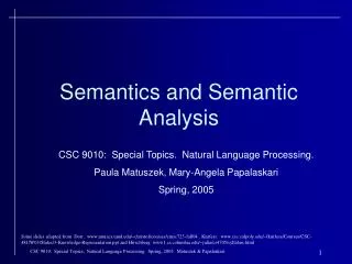Semantics and Semantic Analysis
