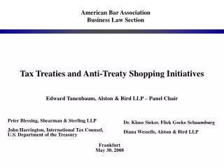 Tax Treaties and Anti-Treaty Shopping Initiatives