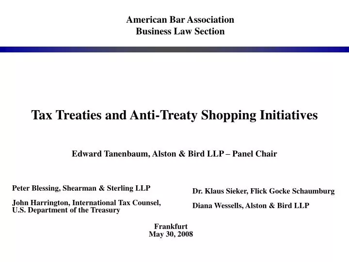 tax treaties and anti treaty shopping initiatives