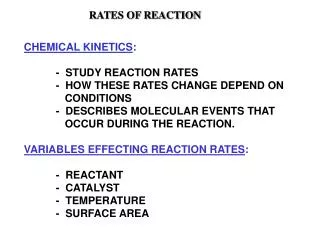 RATES OF REACTION