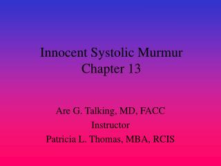 Innocent Systolic Murmur Chapter 13