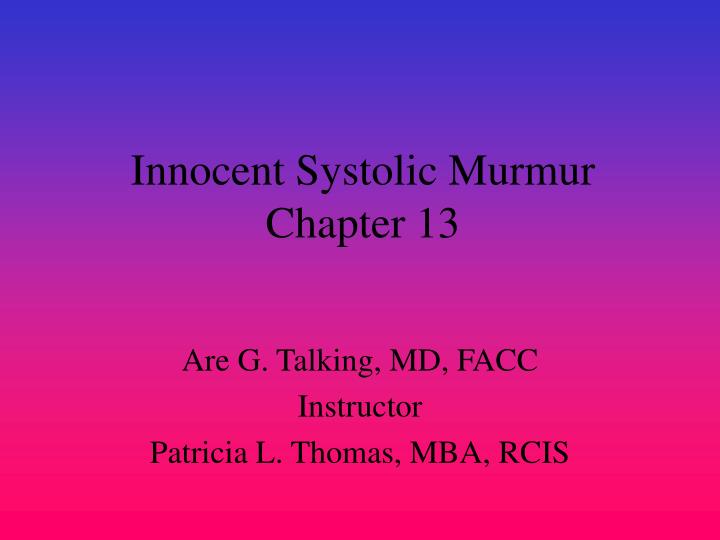innocent systolic murmur chapter 13