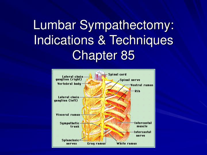 lumbar sympathectomy indications techniques chapter 85