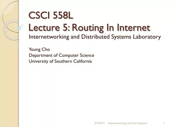 csci 558l lecture 5 routing in internet