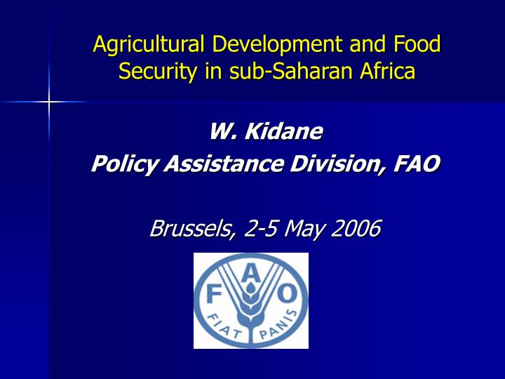 agricultural development and food security in sub saharan africa