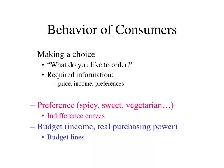 behavior of consumers