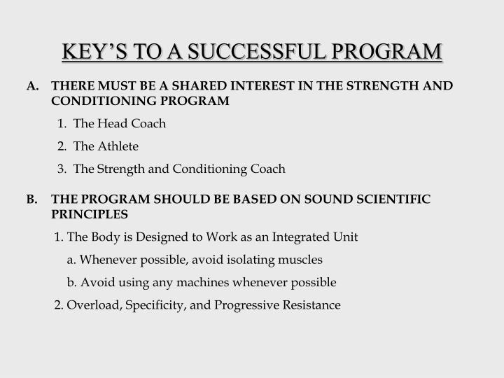 key s to a successful program