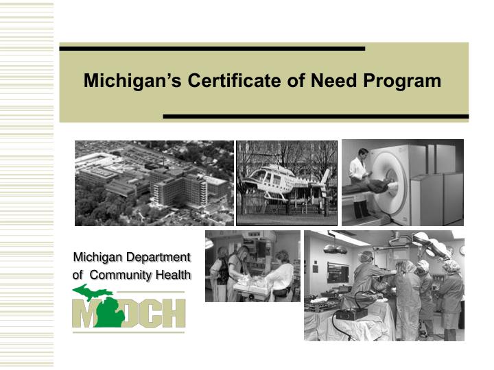 michigan s certificate of need program
