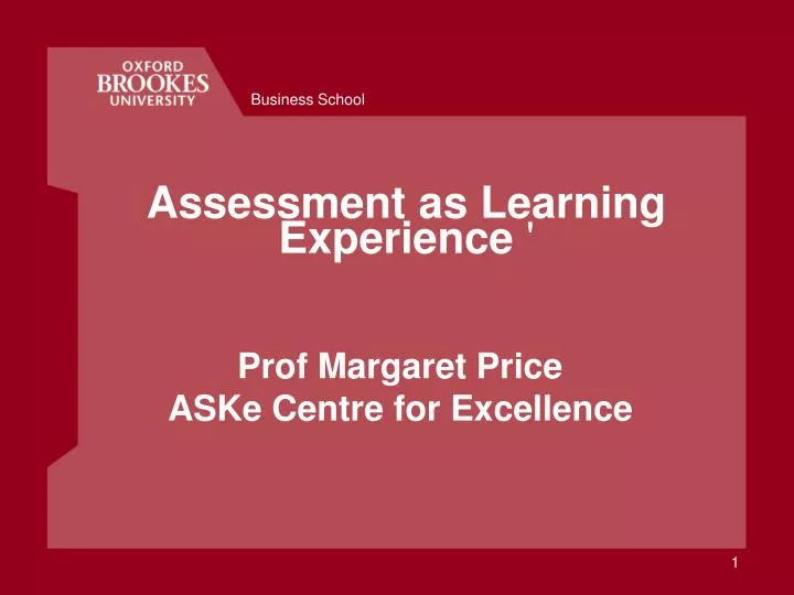 assessment as learning experience