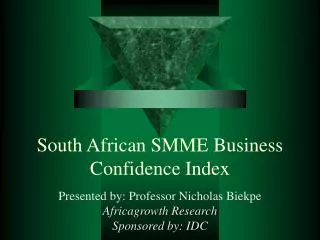 South African SMME Business Confidence Index