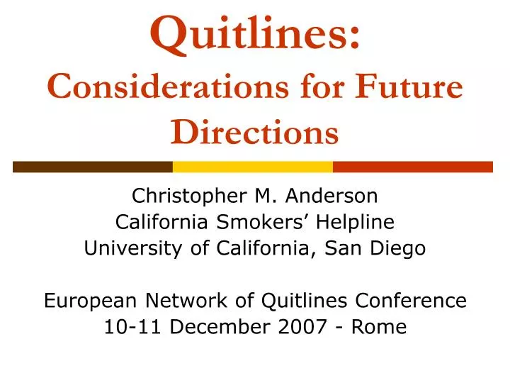 quitlines considerations for future directions