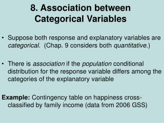 8. Association between Categorical Variables