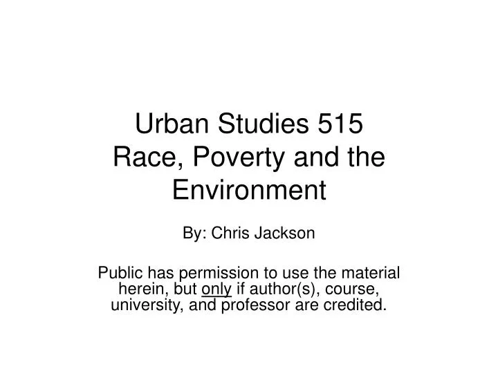 urban studies 515 race poverty and the environment