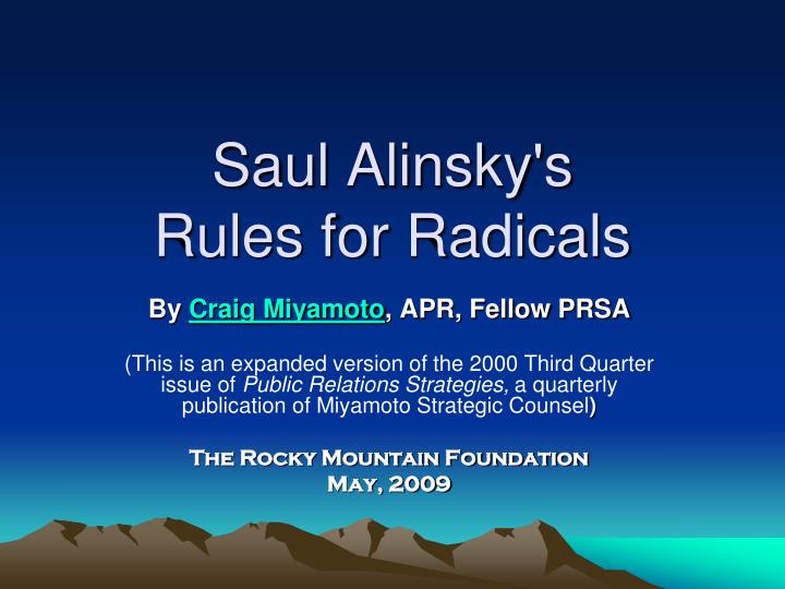 saul alinsky s rules for radicals