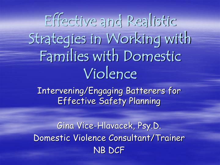 effective and realistic strategies in working with families with domestic violence