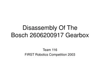 Disassembly Of The Bosch 2606200917 Gearbox