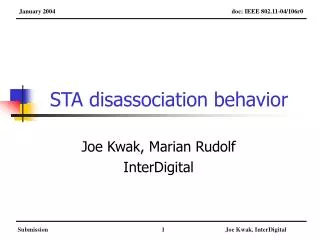 STA disassociation behavior
