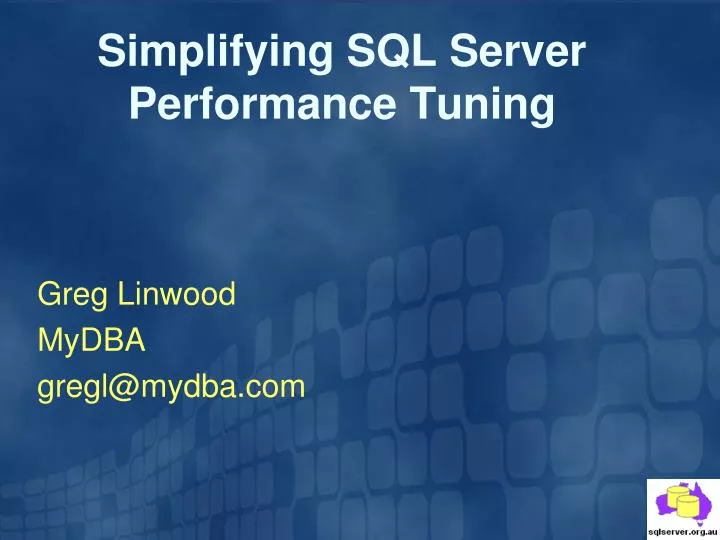 simplifying sql server performance tuning